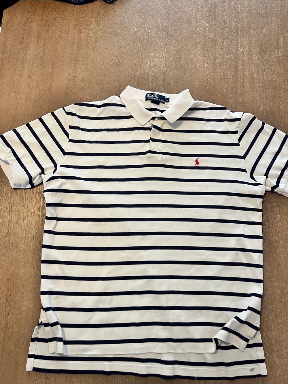 Polo Ralph Lauren Men Large Short Sleeve Polo Shirt Navy White